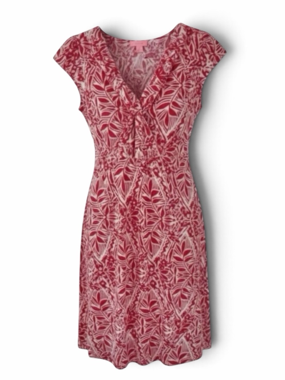 Lilly Pulitzer Punch Pink & White V-Neck Short Sleeve Silk Blend Clare Dress